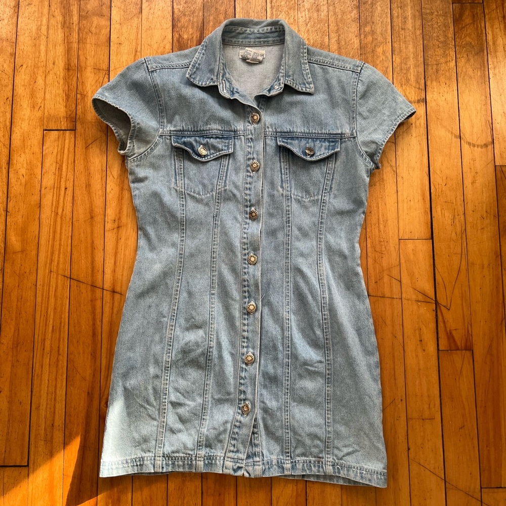 VTG At Last & Co Denim Short Sleeve Mini‎ Dress Western Women’s M